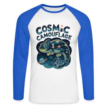 Kosmische Tarnung - Unisex Baseballshirt langarm - Weiß/Royalblau - Vorne - Nik (191cm)