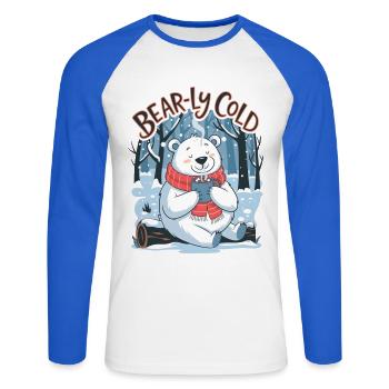 Bear-ly Cold - Unisex Long Sleeve Baseball T-Shirt - white/royal blue - Front - Nik (191cm)