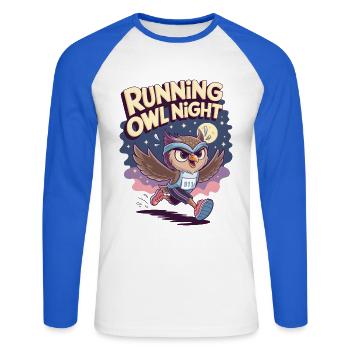 Laufende Eulennacht - Unisex Baseballshirt langarm - Weiß/Royalblau - Vorne - Nik (191cm)