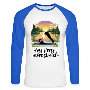 Moins de stress, plus d’étirement - T-shirt baseball manches longues Homme - blanc/bleu royal - Devant - Nik (191cm)