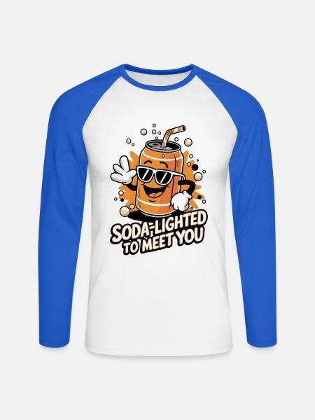 Soda-Lighted To Meet You - Unisex Long Sleeve Baseball T-Shirt - white/royal blue
