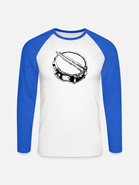 Snare - Drum - Percussion - Music - Unisex Long Sleeve Baseball T-Shirt - white/royal blue
