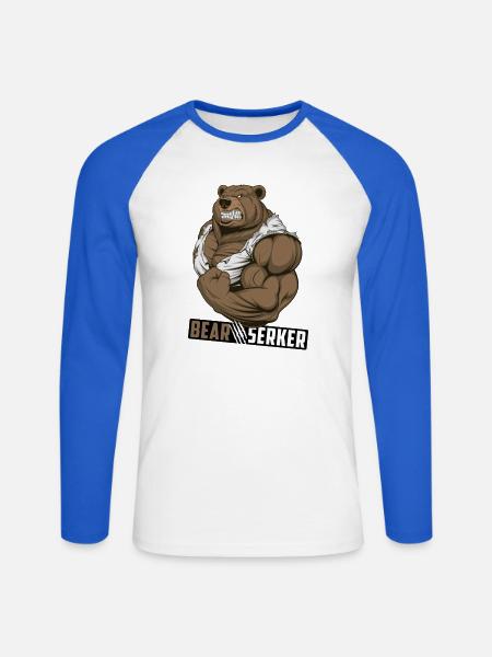 Bearserker - Unisex Long Sleeve Baseball T-Shirt - white/royal blue