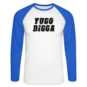 yugo digga - style uni des Balkans - T-shirt baseball manches longues Homme - blanc/bleu royal - Devant - Nik (191cm)