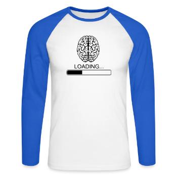 Brain Sayings Funny Funny Breakfast Joke - Unisex Long Sleeve Baseball T-Shirt - white/royal blue - Front - Nik (191cm)