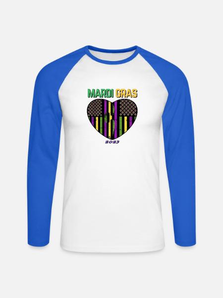 Love Mardi Gras 2023 Feier - Unisex Baseballshirt langarm - Weiß/Royalblau