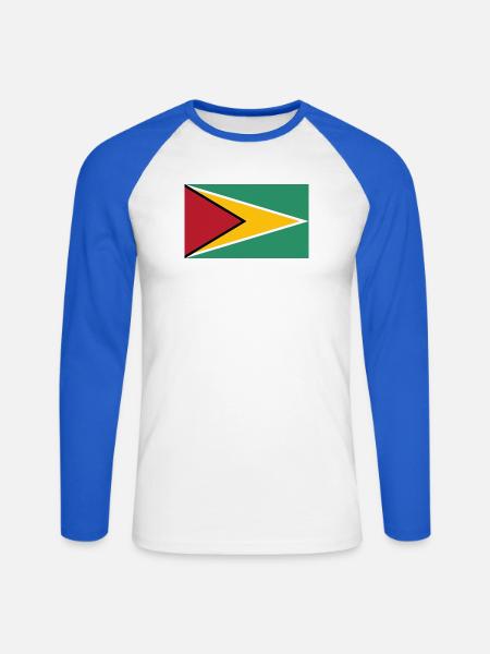 Guyana - Unisex Baseballshirt langarm - Weiß/Royalblau