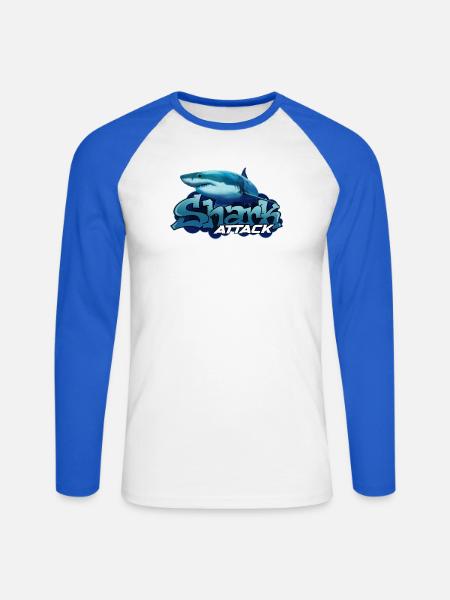 Shark Attack – Der ultimative Raubfisch - Unisex Baseballshirt langarm - Weiß/Royalblau