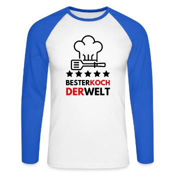 Der beste Koch der Welt - Geschenk - Unisex Baseballshirt langarm - Weiß/Royalblau - Vorne - Nik (191cm)
