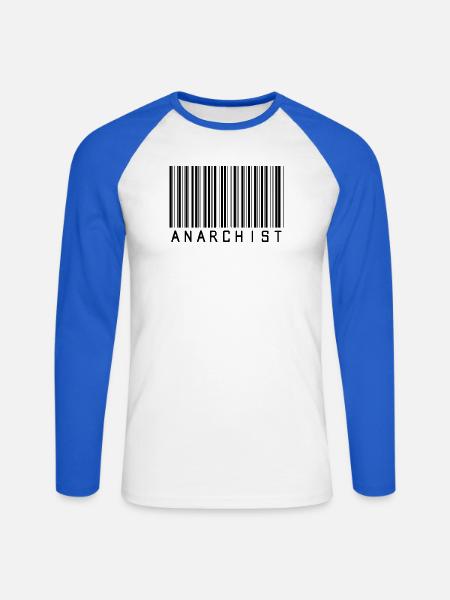 Anarchistischer Barcode - Unisex Baseballshirt langarm - Weiß/Royalblau