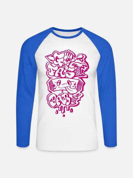 Go fast baby - Unisex Baseballshirt langarm - Weiß/Royalblau