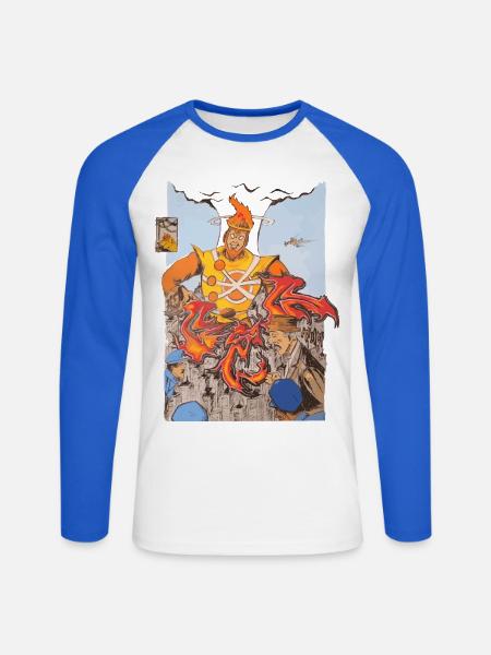 Feuer RedTwo - Unisex Baseballshirt langarm - Weiß/Royalblau