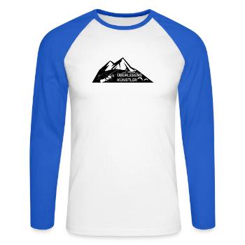 Survival-Ready #Überlebenskünstler - Unisex Baseballshirt langarm - Weiß/Royalblau - Vorne - Nik (191cm)