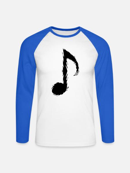 Musik Note Schwarz Musiknote - Unisex Baseballshirt langarm - Weiß/Royalblau