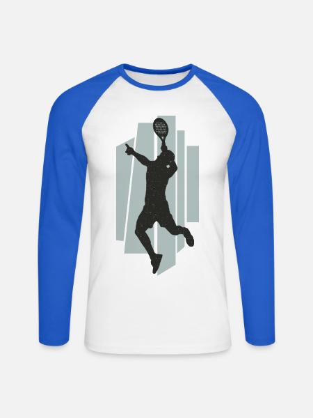 Padel Padelspieler Padel-Tennis Padeltennis - Unisex Baseballshirt langarm - Weiß/Royalblau