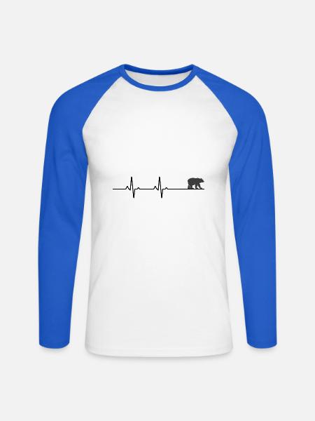 Bärenherzschlag - Unisex Baseballshirt langarm - Weiß/Royalblau
