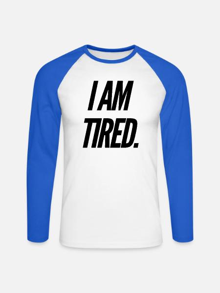 Ich bin müde - Unisex Baseballshirt langarm - Weiß/Royalblau