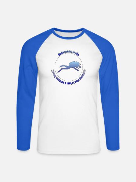 Underwater is Life - Unisex Baseballshirt langarm - Weiß/Royalblau