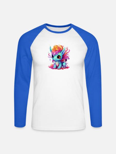 Cutiepie Draco - Unisex Baseballshirt langarm - Weiß/Royalblau