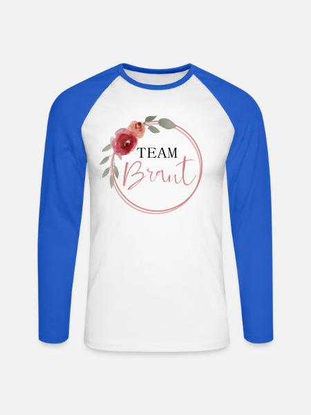 Team Braut - Unisex Baseballshirt langarm - Weiß/Royalblau