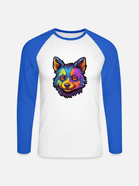 Schipperke Hunderasse Cartoon Kawaii Illustration - Unisex Baseballshirt langarm - Weiß/Royalblau