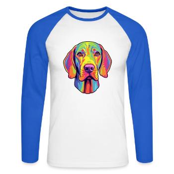 Plott Hund Hund Rasse Cartoon Kawaii Illustration - Unisex Baseballshirt langarm - Weiß/Royalblau - Vorne - Nik (191cm)