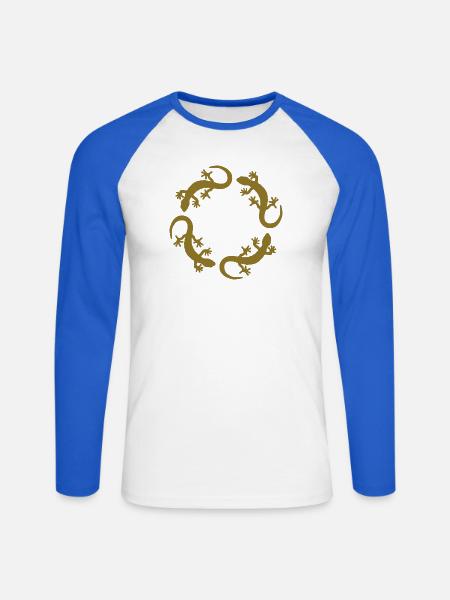 gecko kreis - Unisex Baseballshirt langarm - Weiß/Royalblau