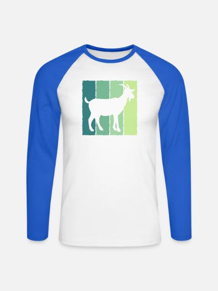 Ziege im Blockfarben-Design - Unisex Baseballshirt langarm - Weiß/Royalblau