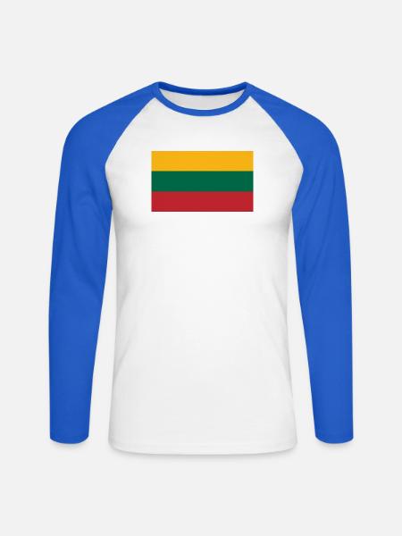 Litauen - Unisex Baseballshirt langarm - Weiß/Royalblau