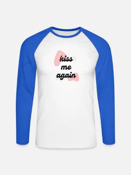 Küss mich wieder LIEBE - Unisex Baseballshirt langarm - Weiß/Royalblau