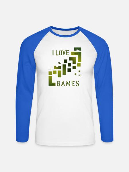 love games - Unisex Baseballshirt langarm - Weiß/Royalblau