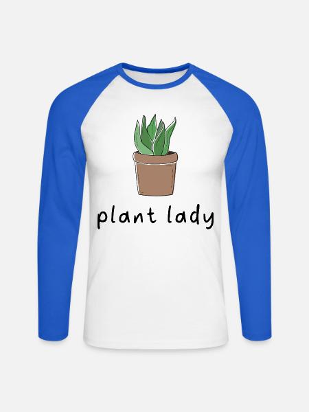 Plant Lady. - Unisex Baseballshirt langarm - Weiß/Royalblau