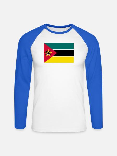 Mosambik - Unisex Baseballshirt langarm - Weiß/Royalblau
