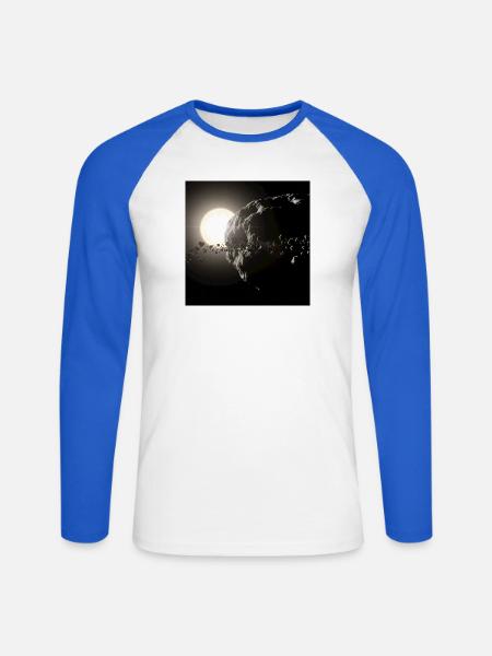 Mond und Sternenhimmel - Unisex Baseballshirt langarm - Weiß/Royalblau