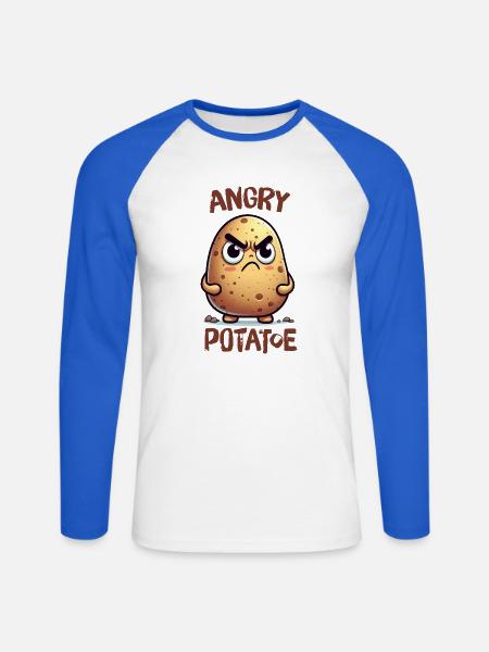 Angry Potatoe - Unisex Baseballshirt langarm - Weiß/Royalblau