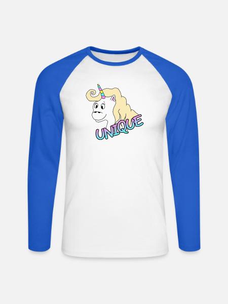 Einzigartiges Einhorn - Unisex Baseballshirt langarm - Weiß/Royalblau