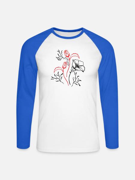 Blumenstrauß - Unisex Baseballshirt langarm - Weiß/Royalblau