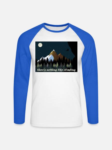 Klettern - Unisex Baseballshirt langarm - Weiß/Royalblau