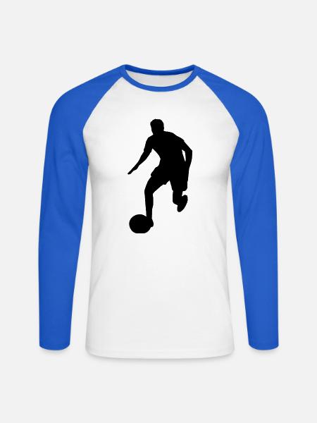 Football Player - Unisex Baseballshirt langarm - Weiß/Royalblau