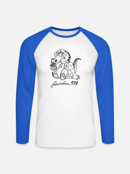 Georges Basic Schwarz - Unisex Baseballshirt langarm - Weiß/Royalblau