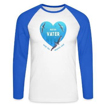 bester Vater - Unisex Baseballshirt langarm - Weiß/Royalblau - Vorne - Nik (191cm)