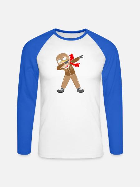 Pilot Dab - Unisex Baseballshirt langarm - Weiß/Royalblau