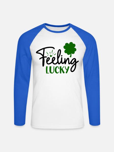 GLÜCKLICH SEIN - Unisex Baseballshirt langarm - Weiß/Royalblau
