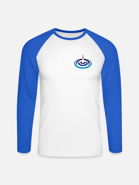 Wassertropfen Logo - Unisex Baseballshirt langarm - Weiß/Royalblau