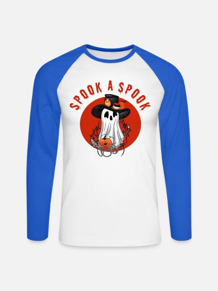 Erschrecke einen Spuk! - Unisex Baseballshirt langarm - Weiß/Royalblau