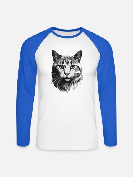 Gatito. - Unisex Baseballshirt langarm - Weiß/Royalblau