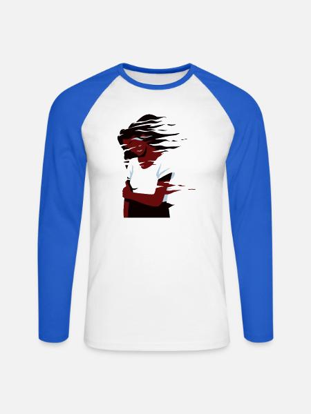 Women - Unisex Baseballshirt langarm - Weiß/Royalblau