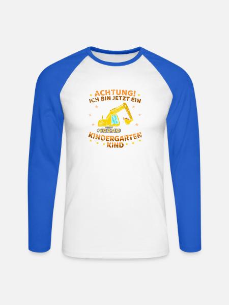 Kindergartenkind Bagger Jungen - Unisex Baseballshirt langarm - Weiß/Royalblau