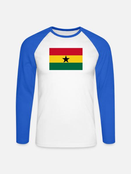 Ghana - Unisex Baseballshirt langarm - Weiß/Royalblau
