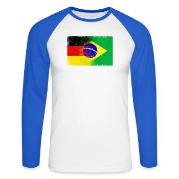 Germany Brazil Flag - Unisex Baseballshirt langarm - Weiß/Royalblau - Vorne - Nik (191cm)